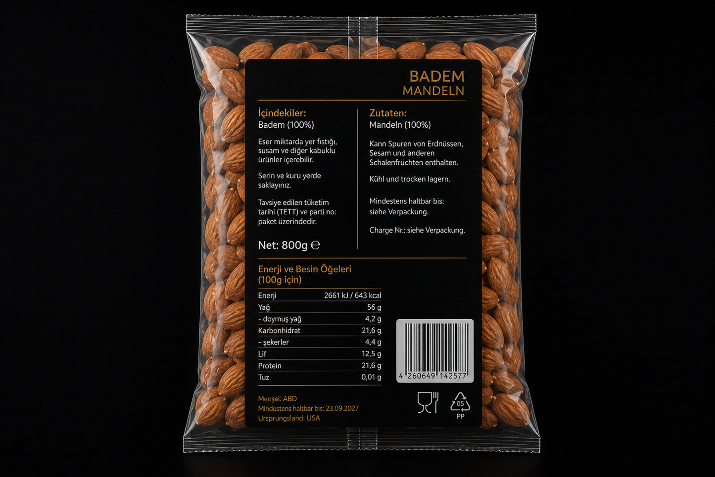 Rohe Mandeln 800g