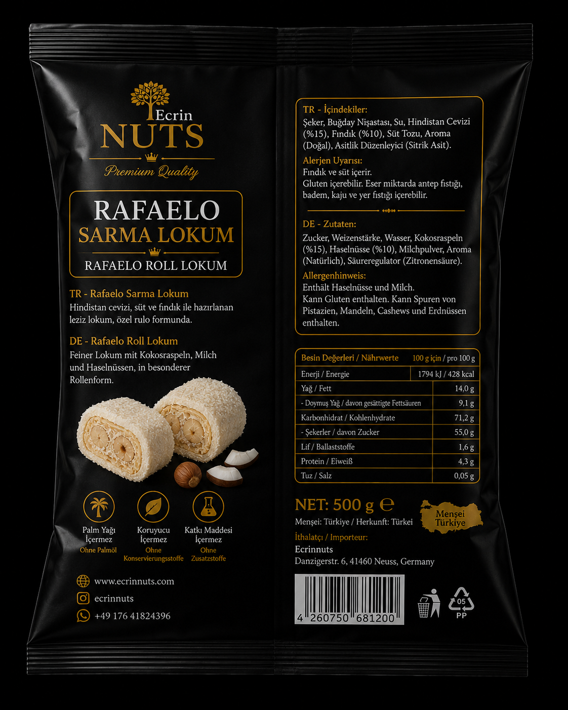 Rafaelo Rollen Lokum 500 g
