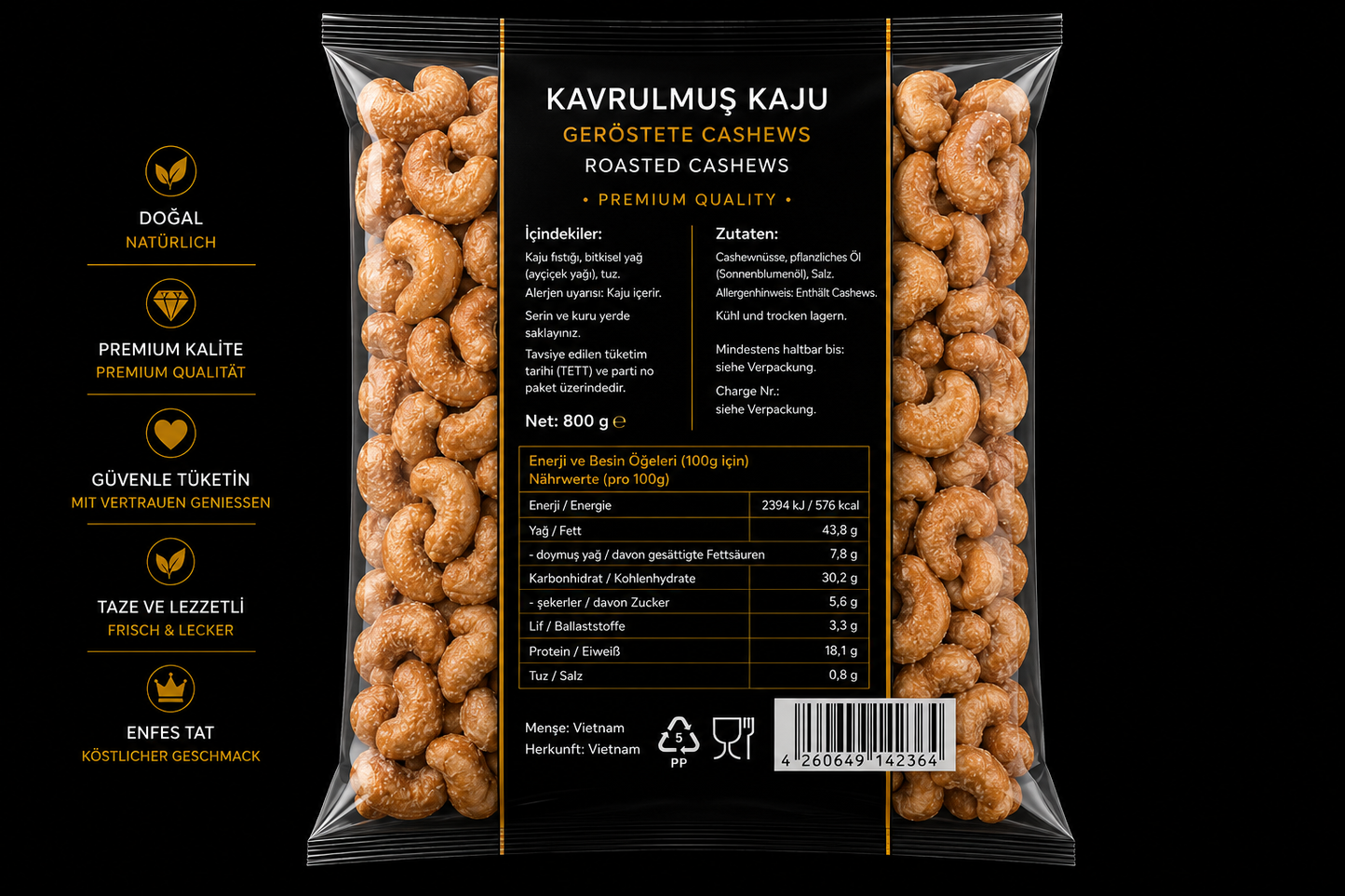 Geröstete Cashewkerne 800 g