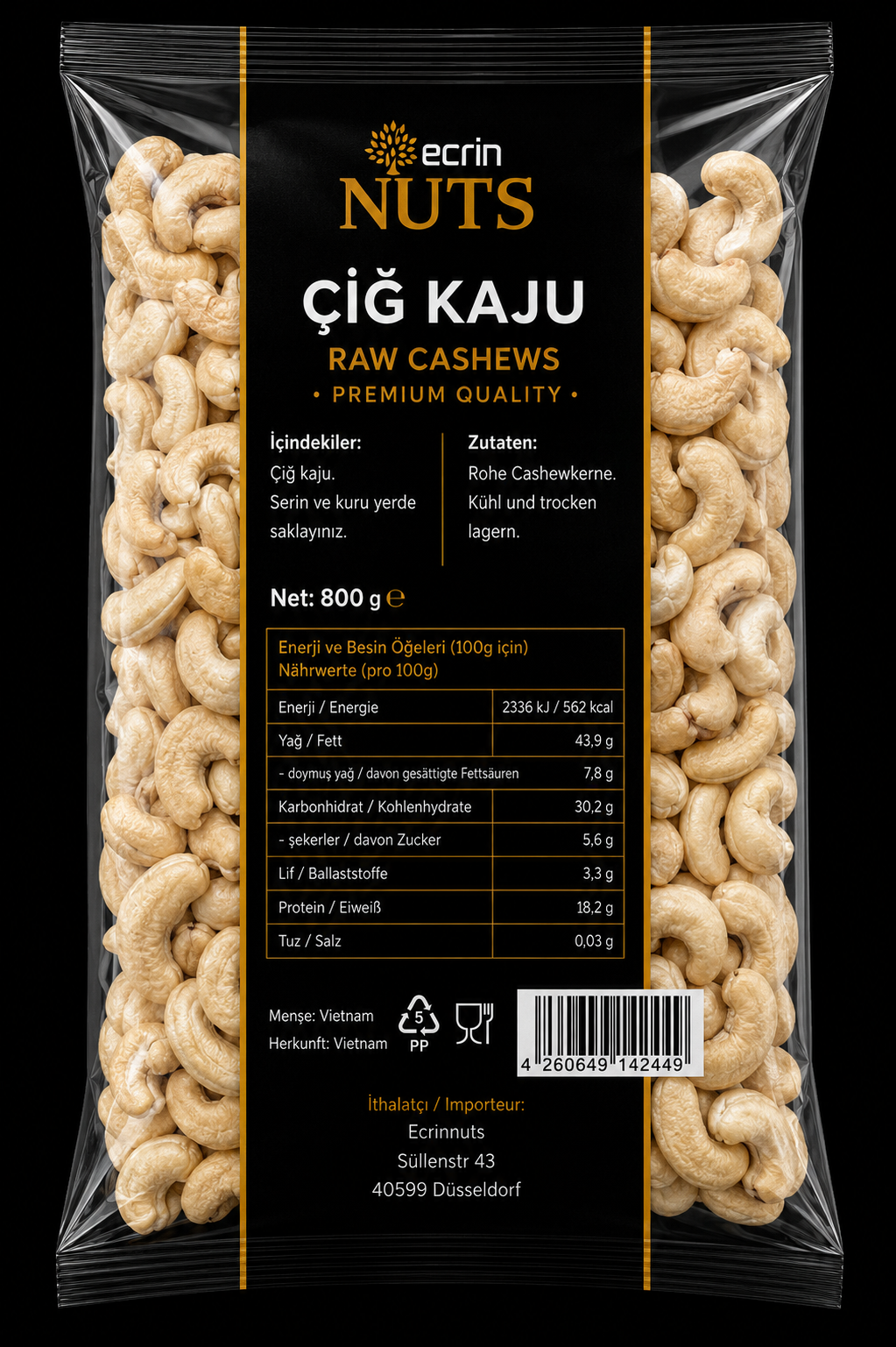 Rohe Cashewkerne 800g