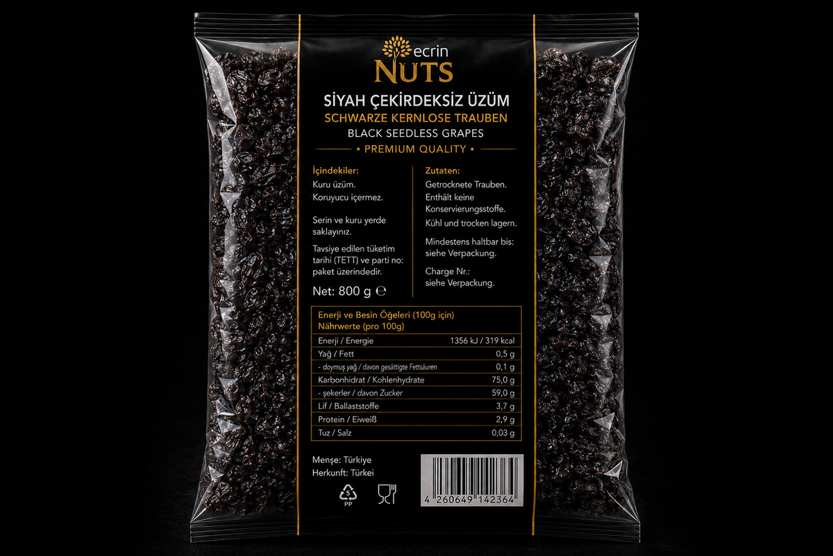 Schwarze Rosinen kernlos 800 g
