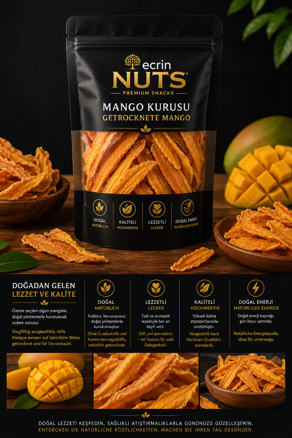Ecrin Nuts Trockenfrüchte-Mix – Getrocknete Mango
