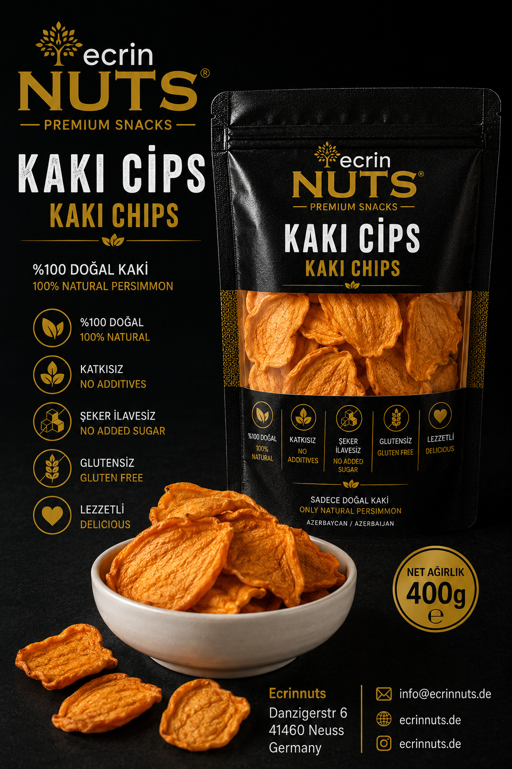 Ecrin Nuts Exotischer Trockenfrüchte-Mix – Kaki Chips