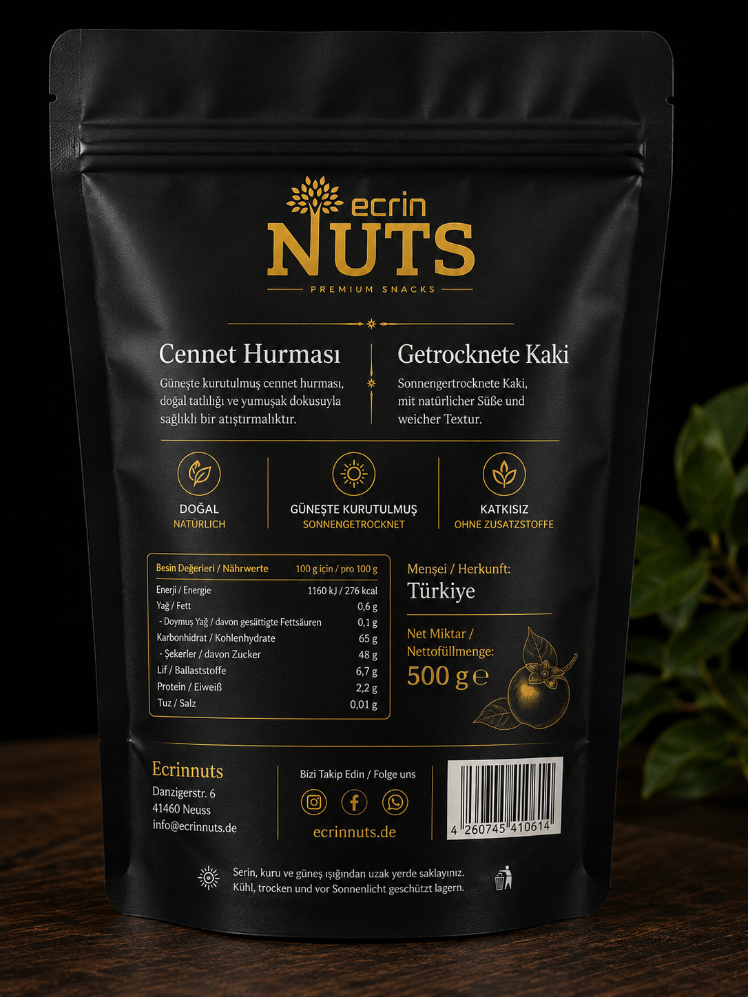 Getrocknete Kaki ganz 500 g