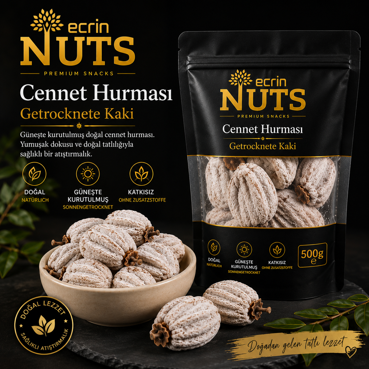 Getrocknete Kaki ganz 500 g