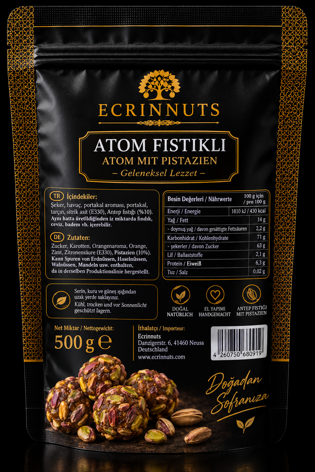 Atom Pistazien Karotten 500 g