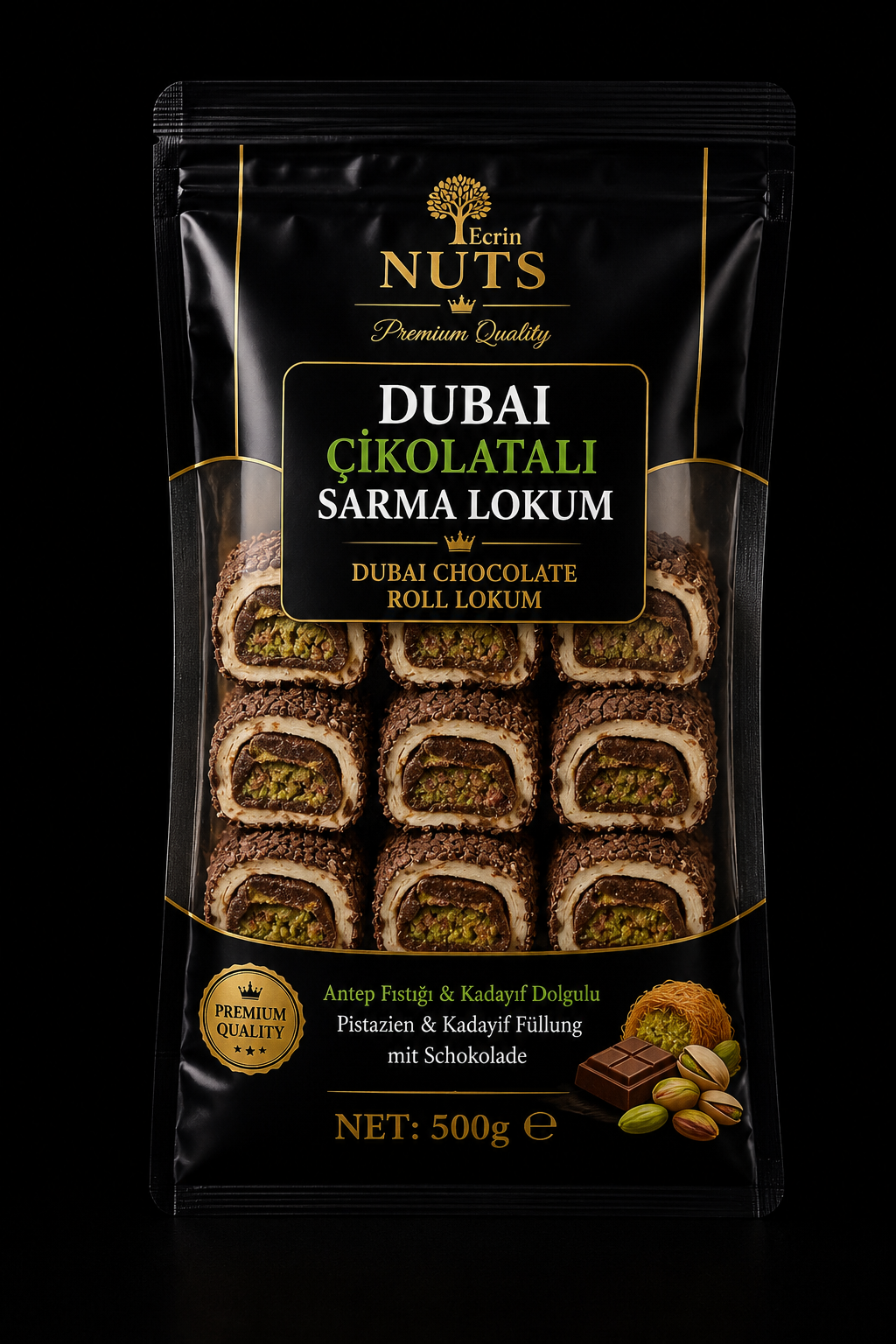 Dubai Schokolade Rollen Lokum 500 g