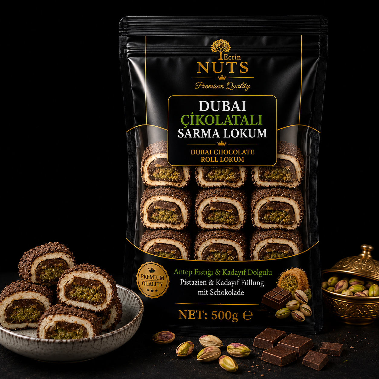 Dubai Schokolade Rollen Lokum 500 g