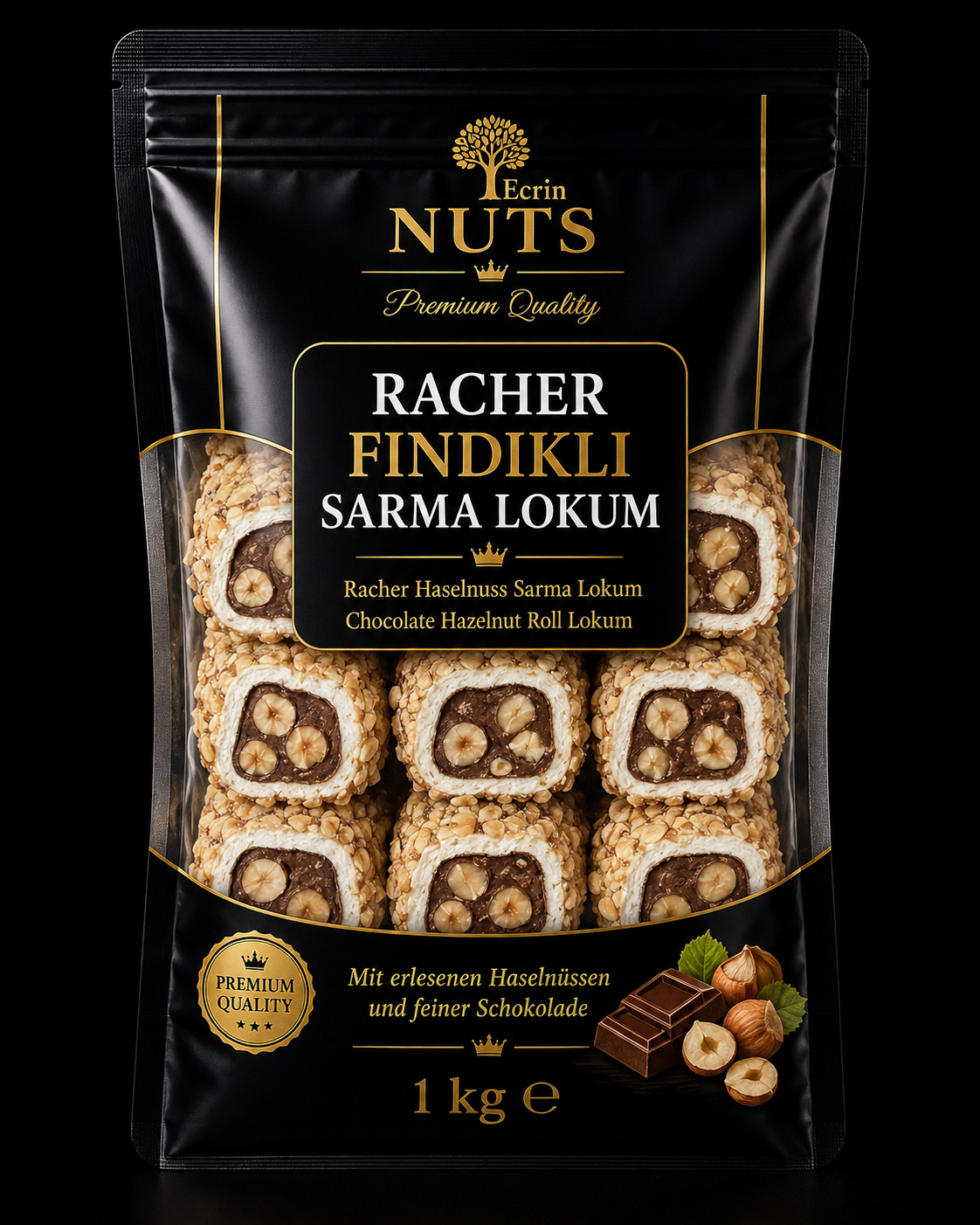 Racher Haselnuss Rollen Lokum 500 g