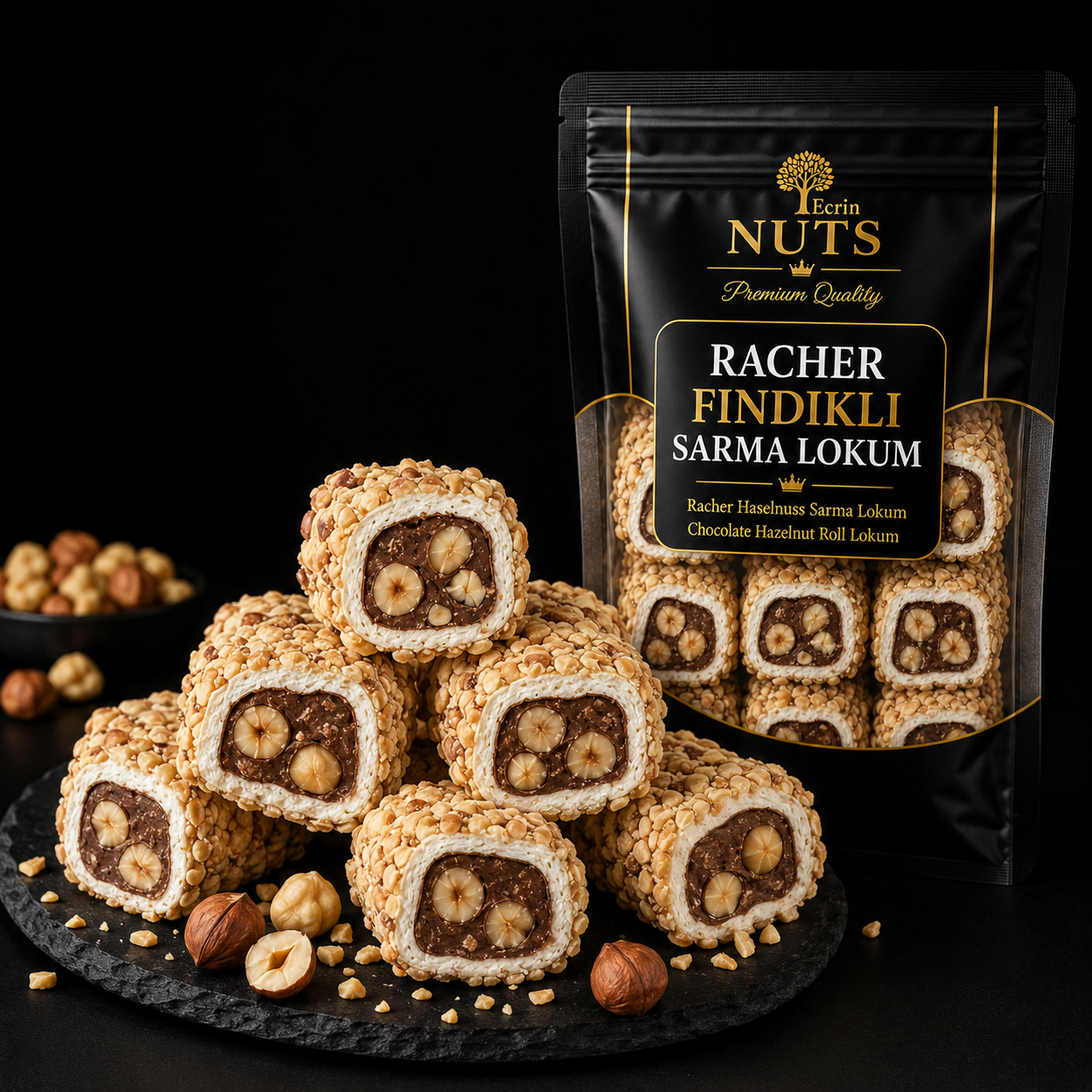 Racher Haselnuss Rollen Lokum 500 g