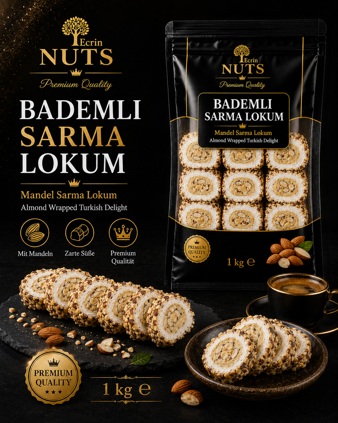 Mandel Rollen Lokum 500 g