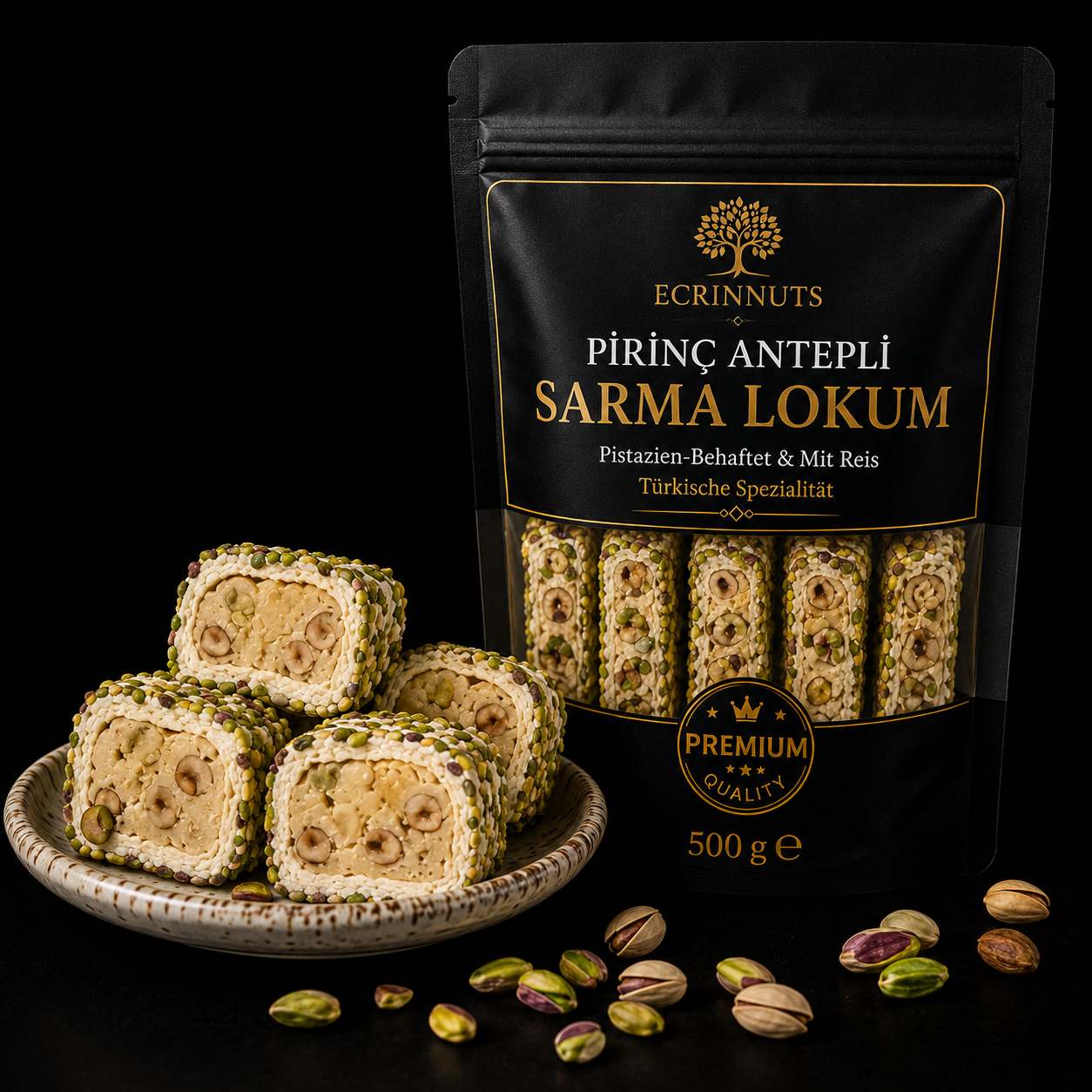 Puffreis Pistazien Rollen Lokum 500 g