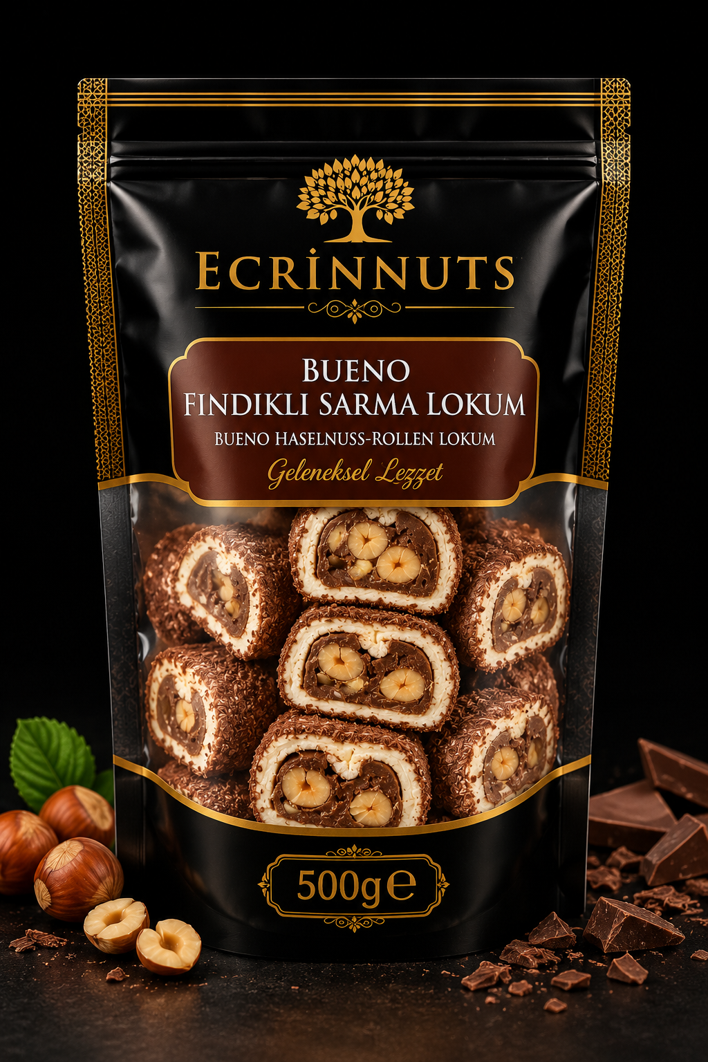 Bueno Haselnuss Rollen Lokum 500 g
