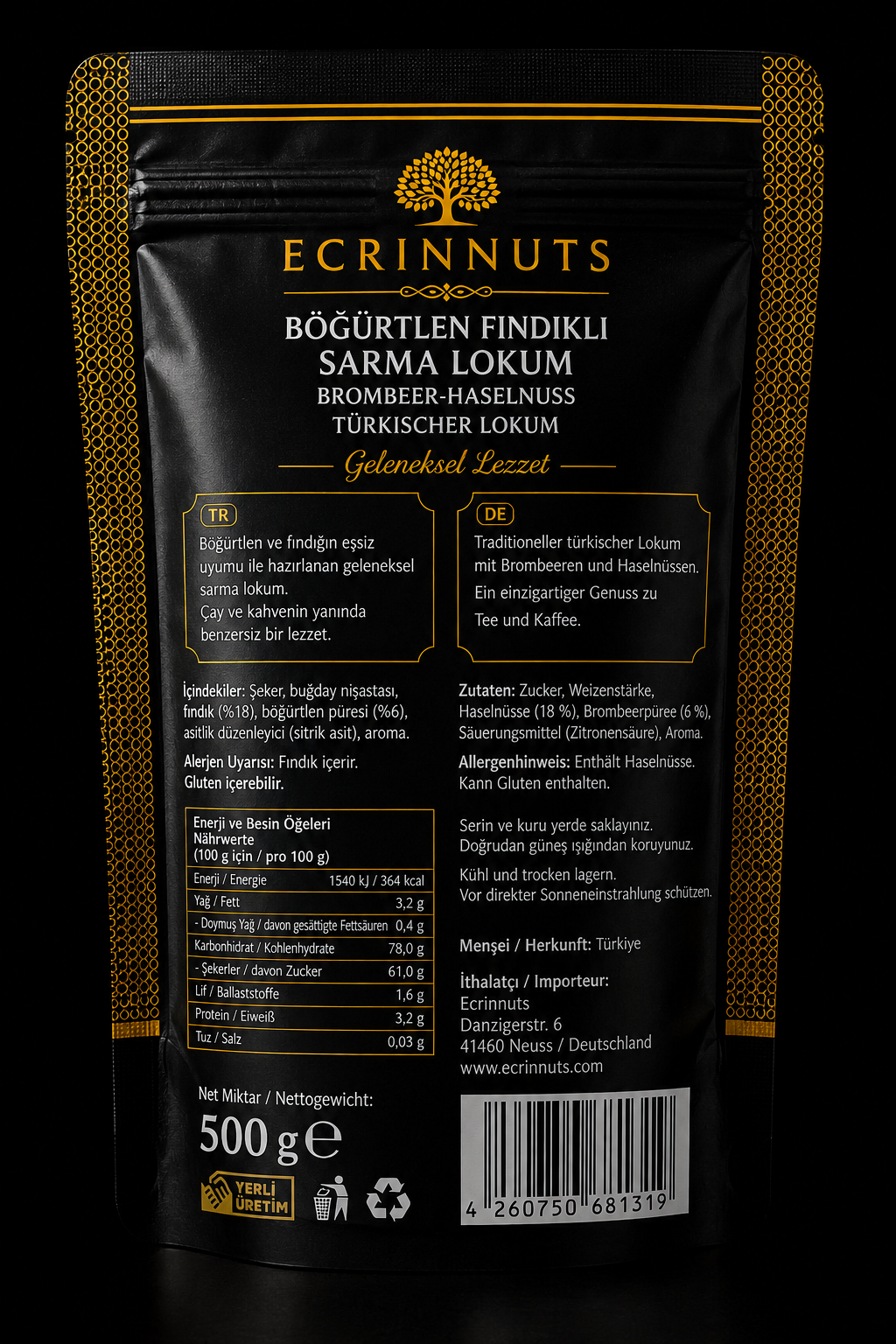 Brombeer Haselnuss Lokum 500 g