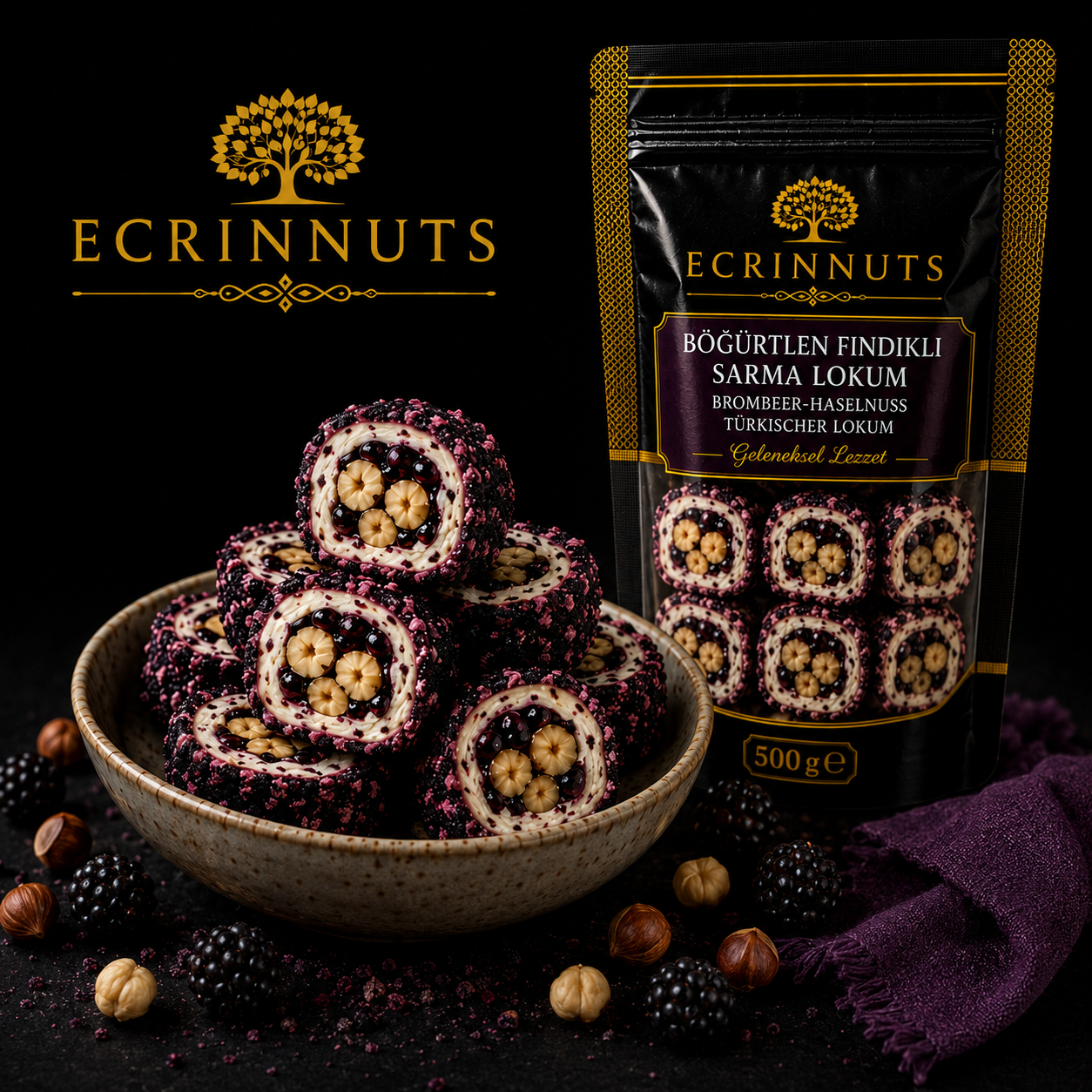 Brombeer Haselnuss Lokum 500 g